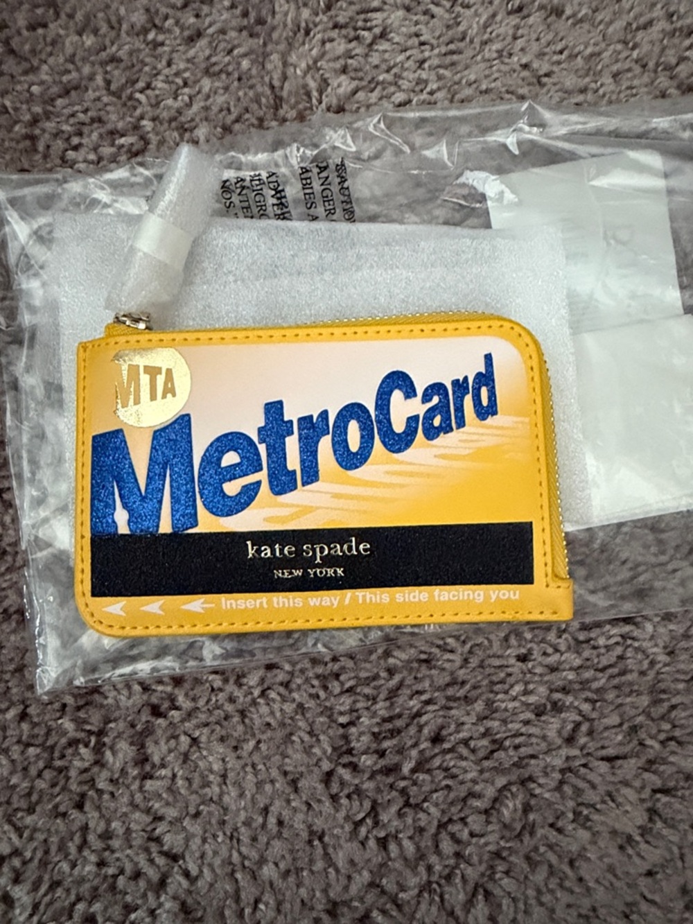 kate spade Yellow and Blue MetroCard Zip Card Wallet